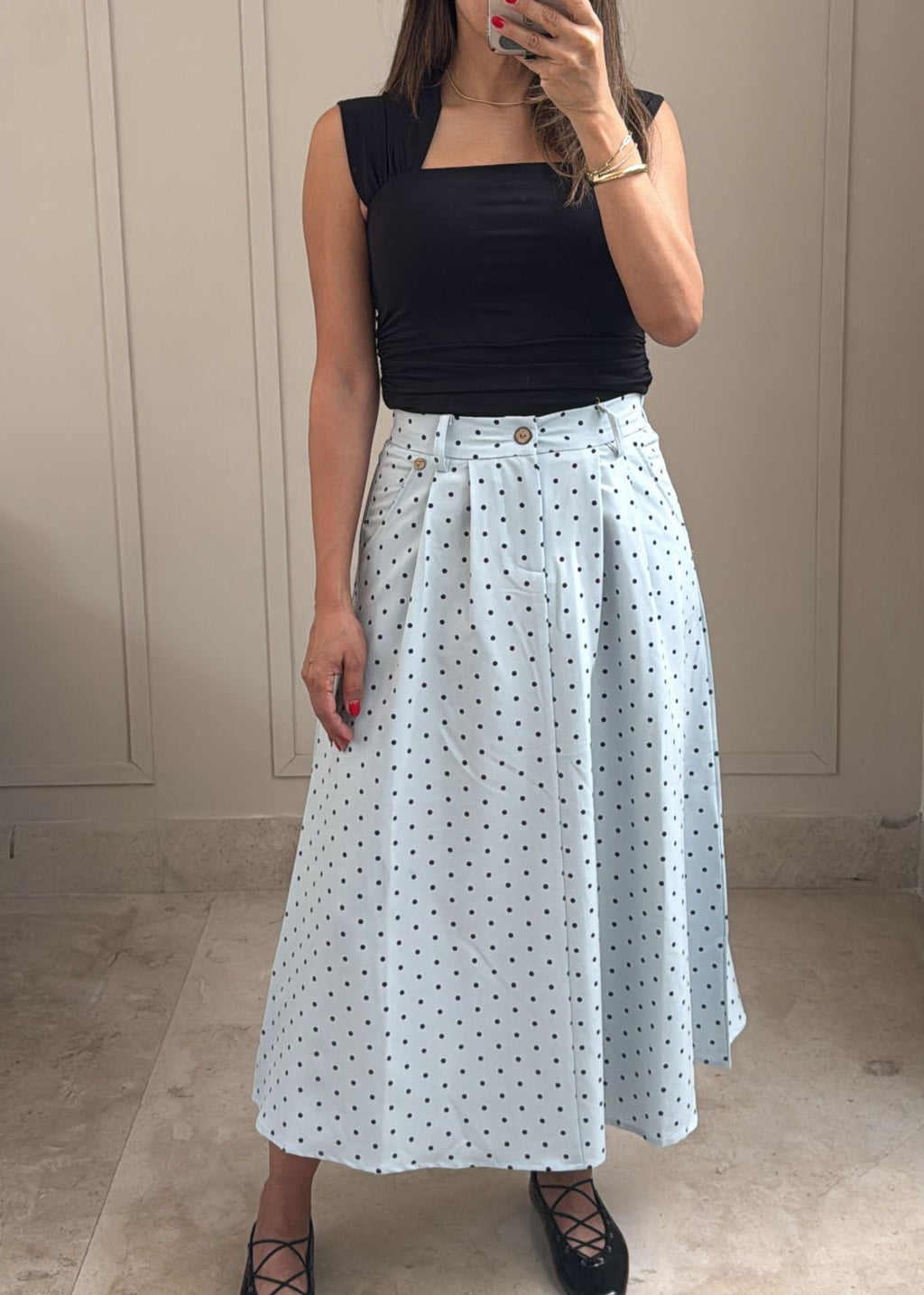 Chic Dot Midi Skirt
