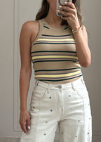 Mocha Stripe Knit Top