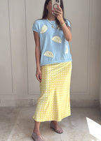 Polka Satin Midi Skirt