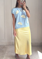 Polka Satin Midi Skirt