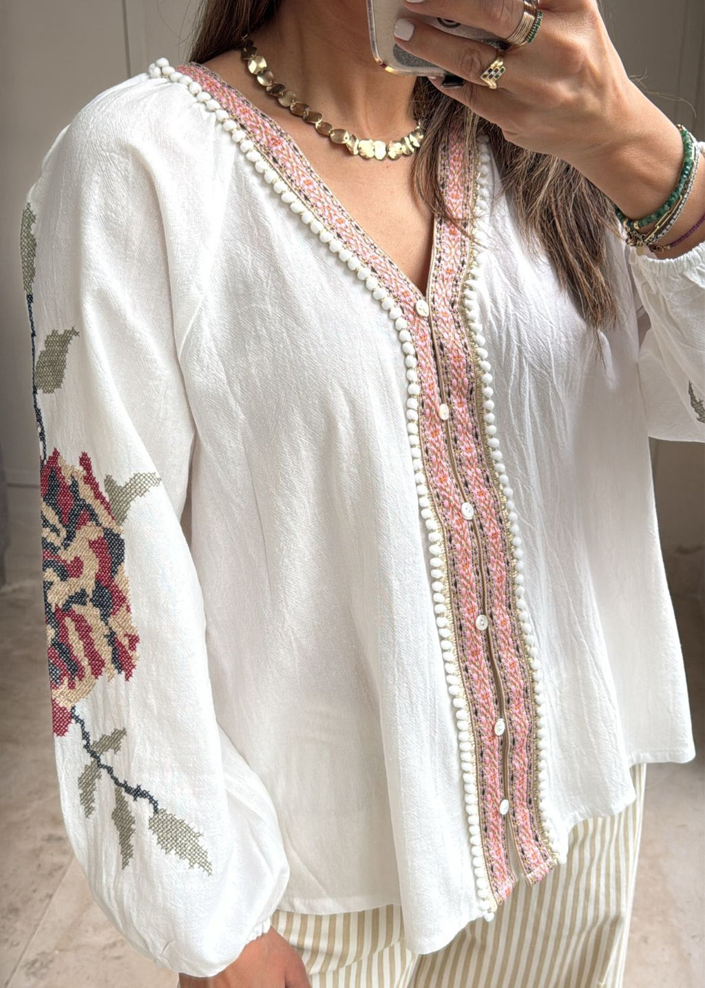Keira Button-Front Blouse