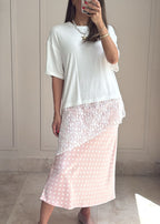 Polka Satin Midi Skirt