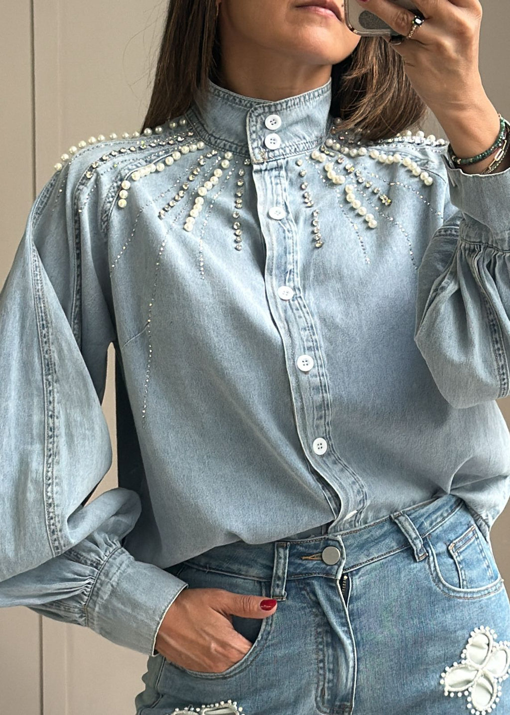 Claire ballon denim top