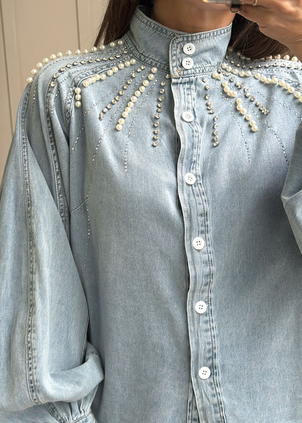Claire ballon denim top