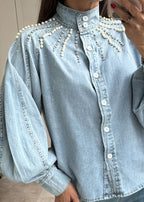 Claire ballon denim top