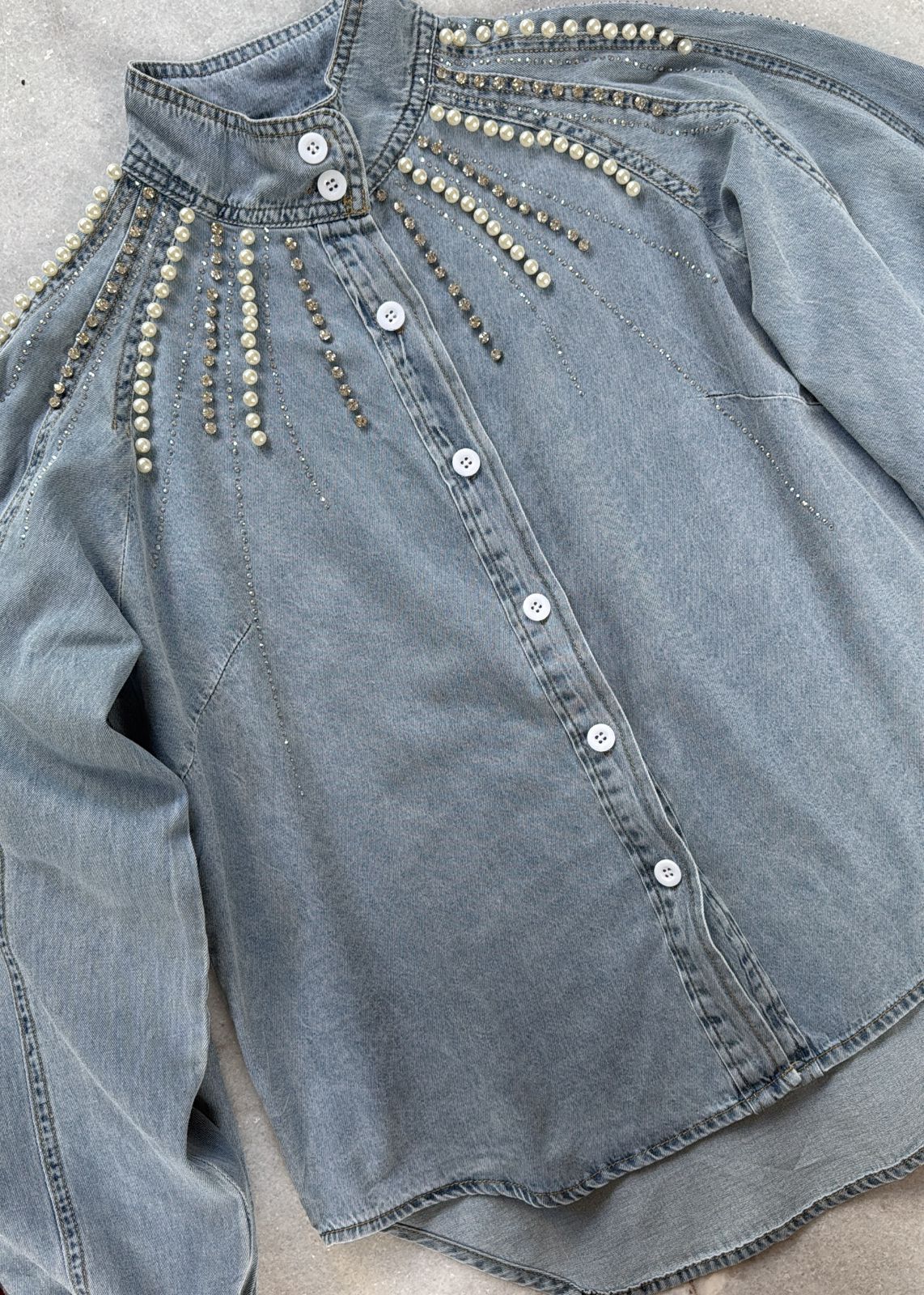 Claire ballon denim top