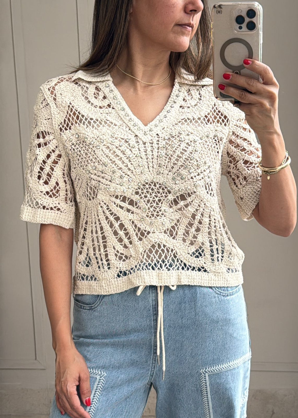 Butterfly Crystal Crochet Top