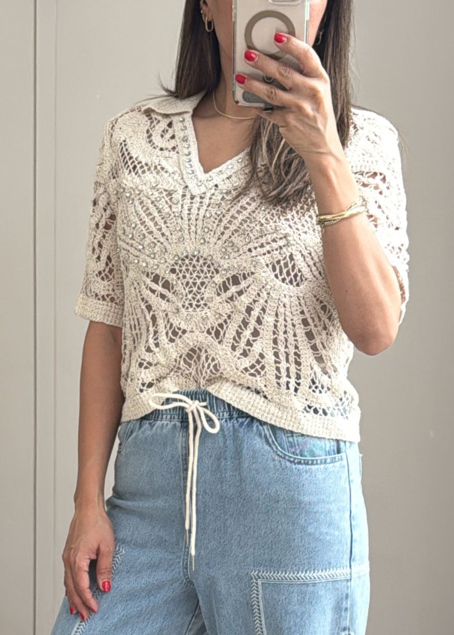Butterfly Crystal Crochet Top