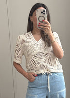 Butterfly Crystal Crochet Top