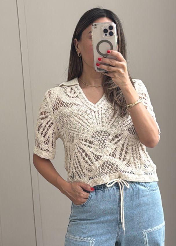 Butterfly Crystal Crochet Top
