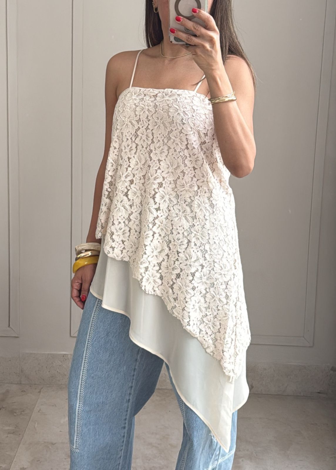 Lace Cascade Tunic Top