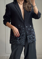 Malika Black Crystal Glow Blazer