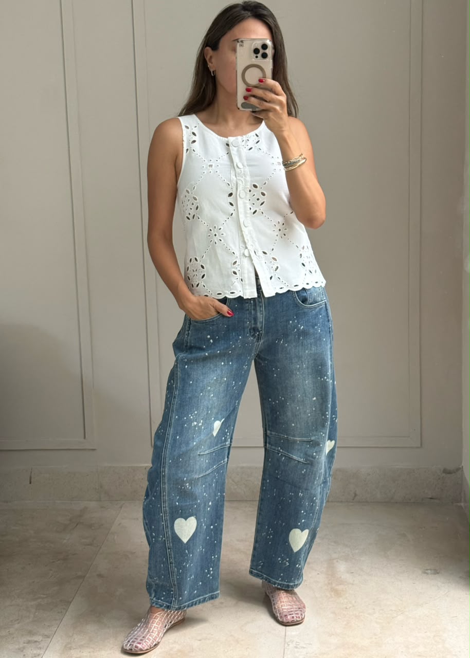 Poppy Heart Barrel Jeans
