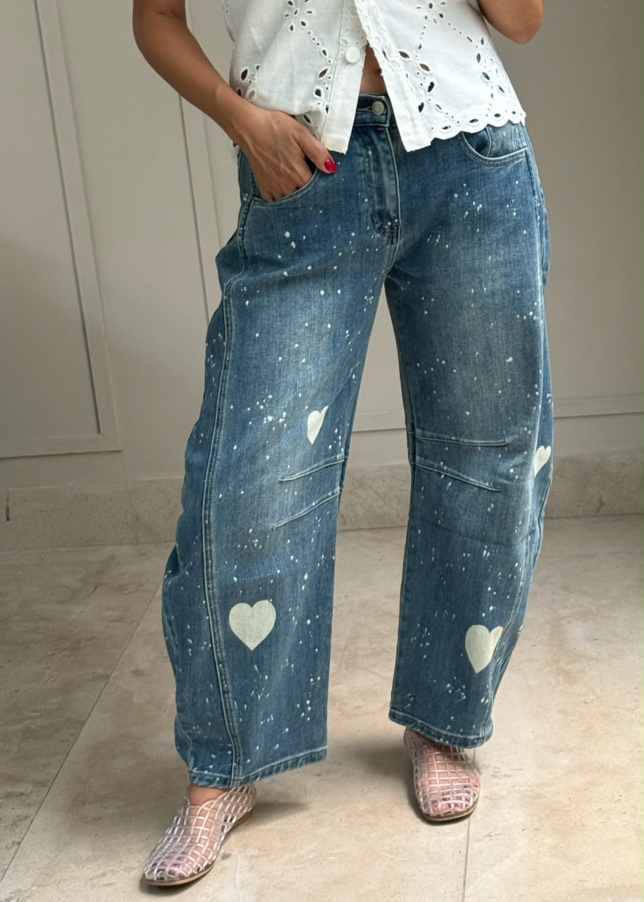 Poppy Heart Barrel Jeans