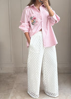 White Bloom Pants