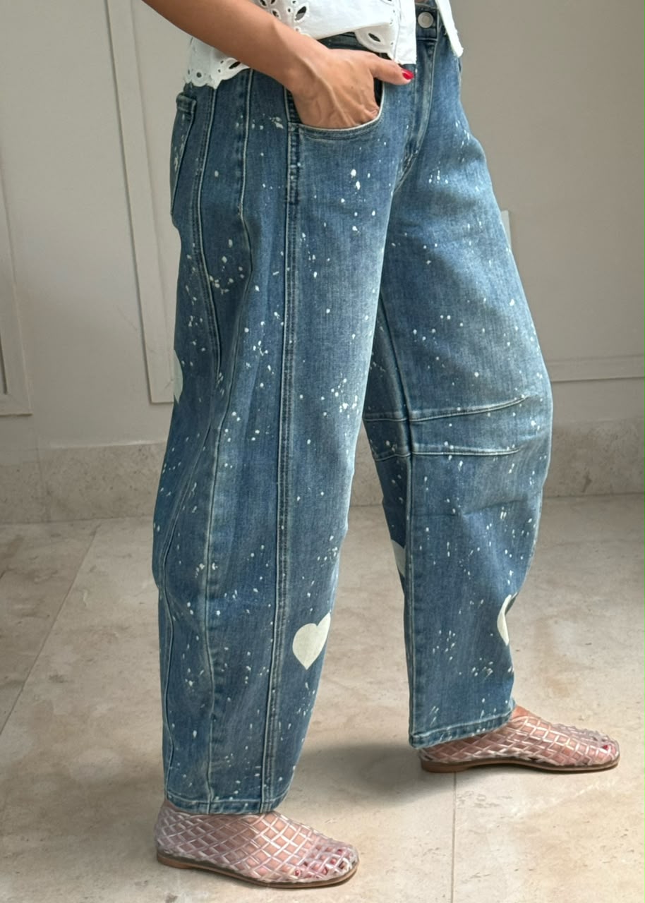 Poppy Heart Barrel Jeans