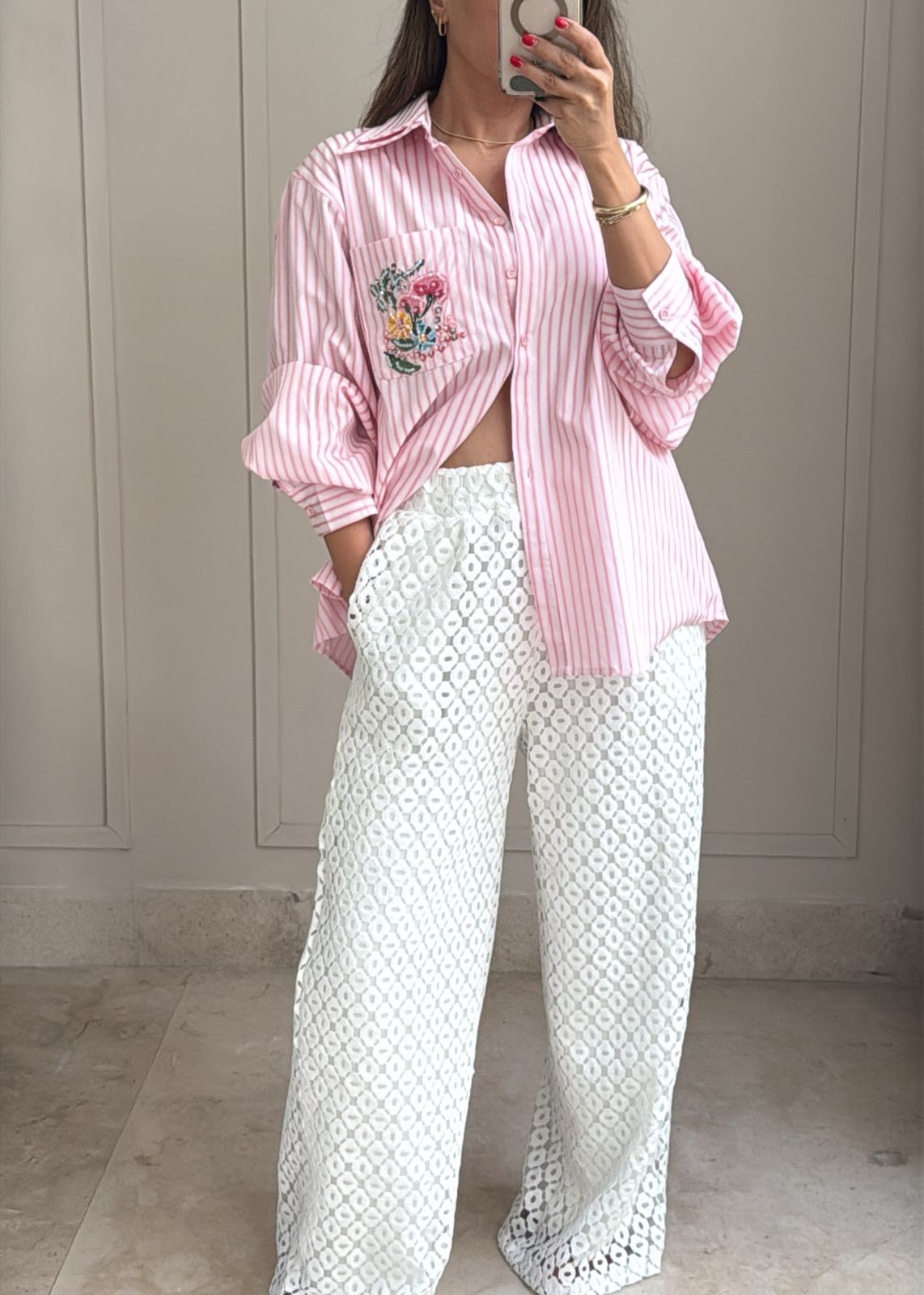 White Bloom Pants