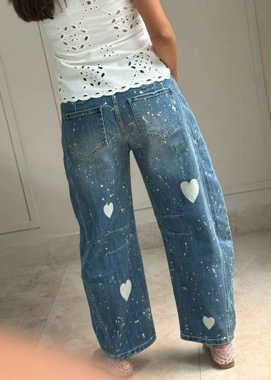 Poppy Heart Barrel Jeans