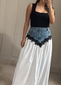 Denim Lace Maxi Skirt
