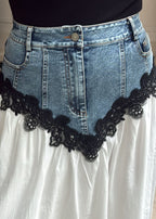 Denim Lace Maxi Skirt