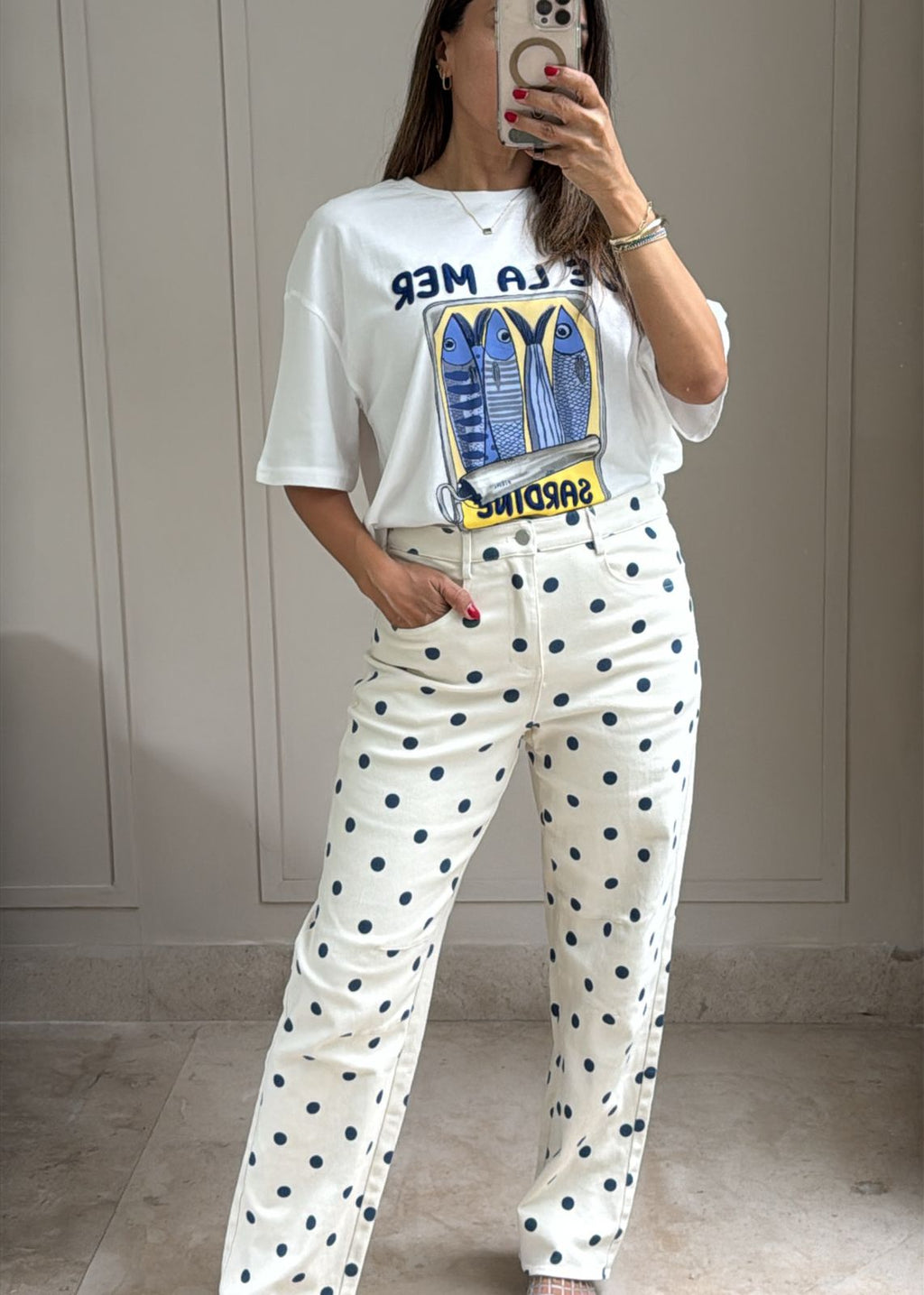 Navy Dot Jeans