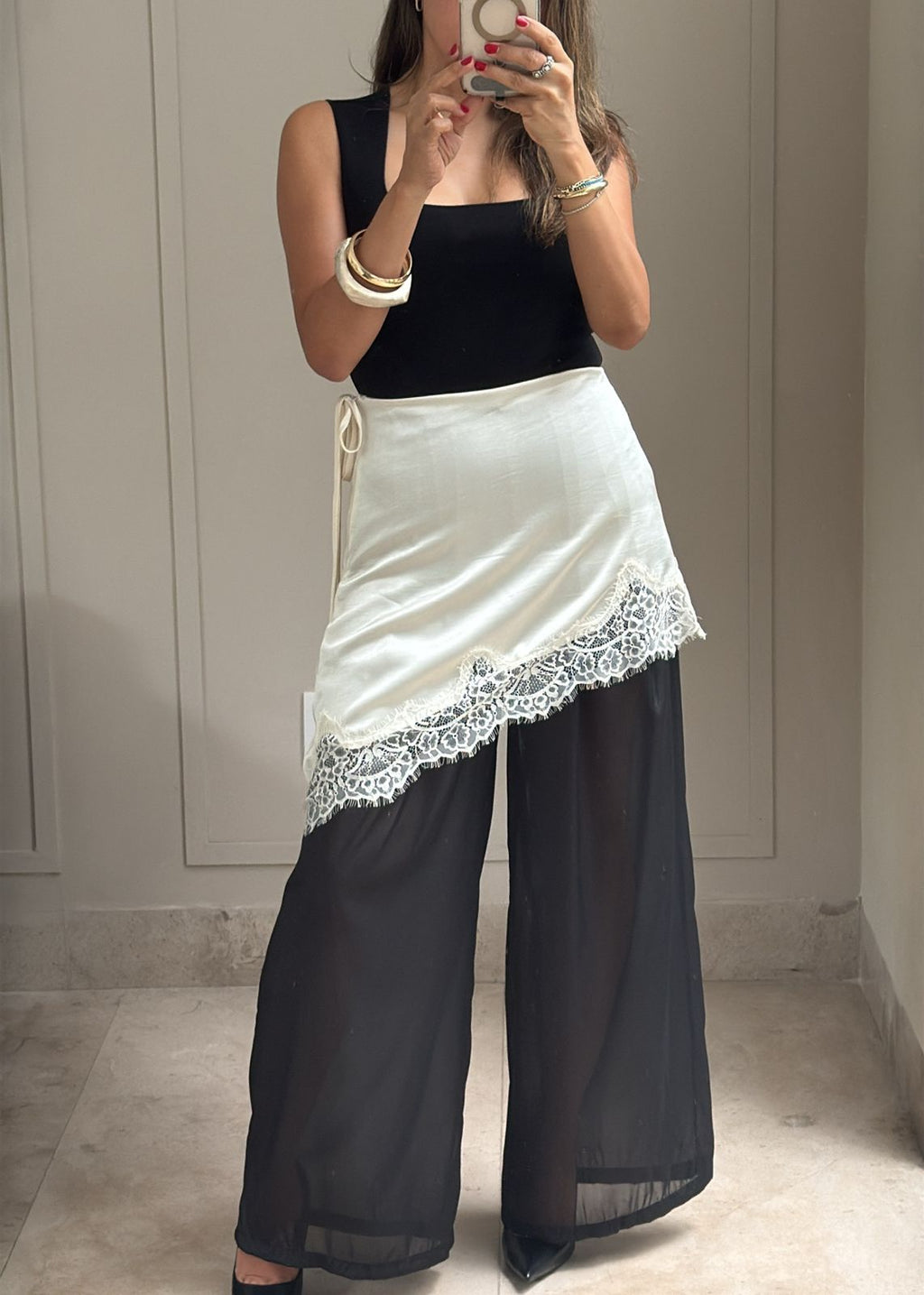Lace Overlay Pants