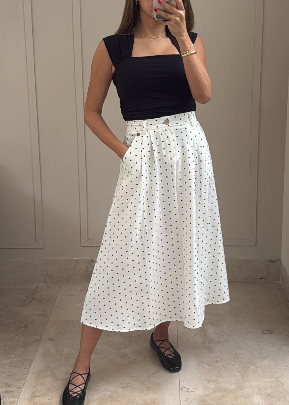 Chic Dot Midi Skirt