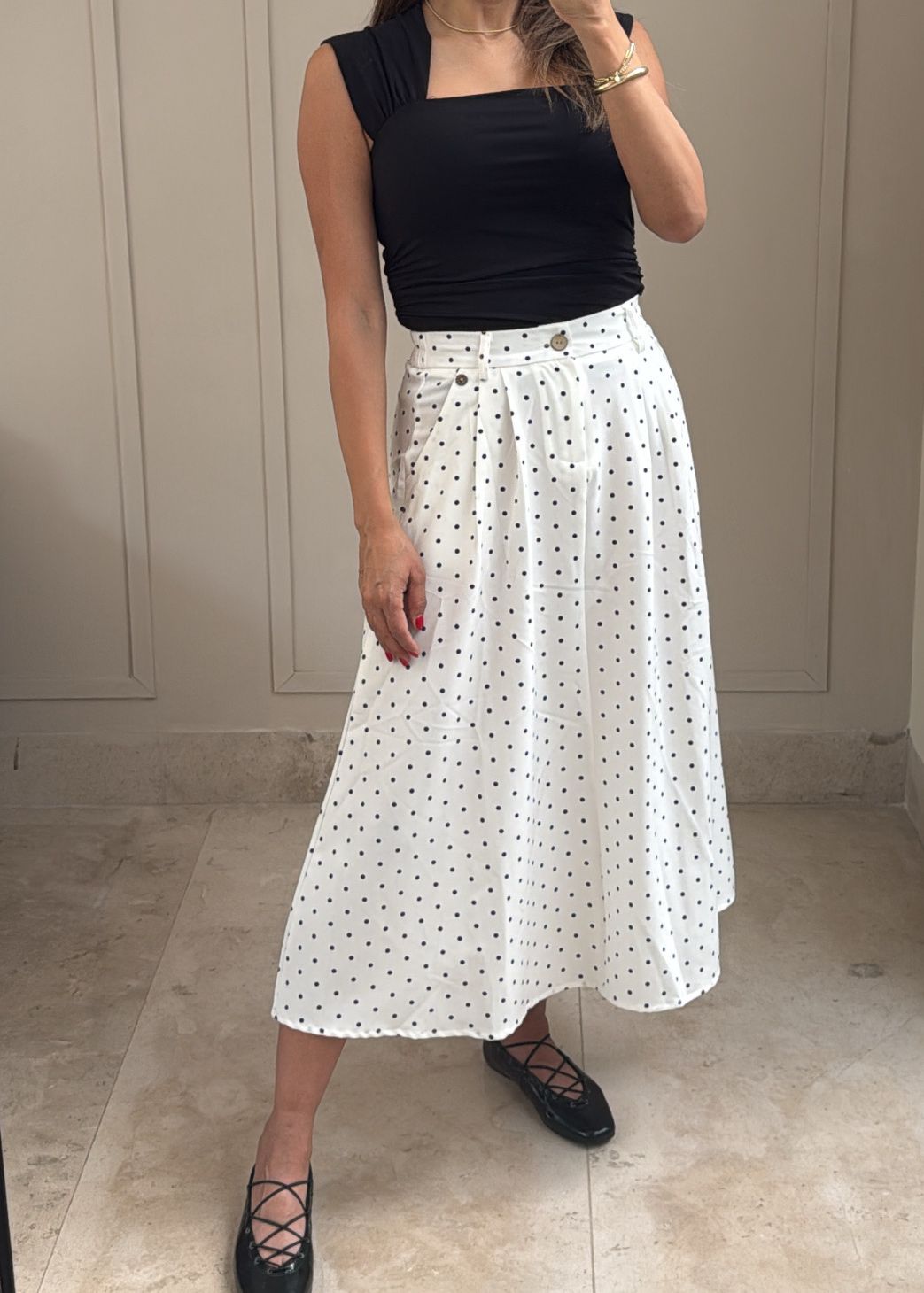 Chic Dot Midi Skirt