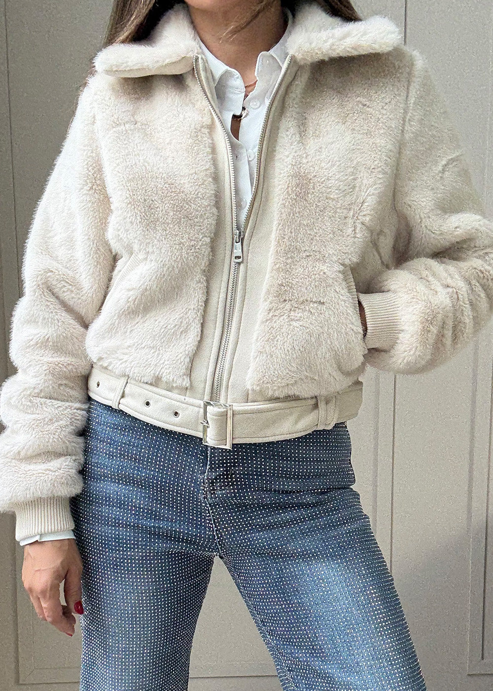 Colette Faux Fur Cropped Jacket