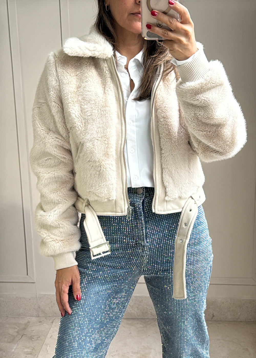 Colette Faux Fur Cropped Jacket